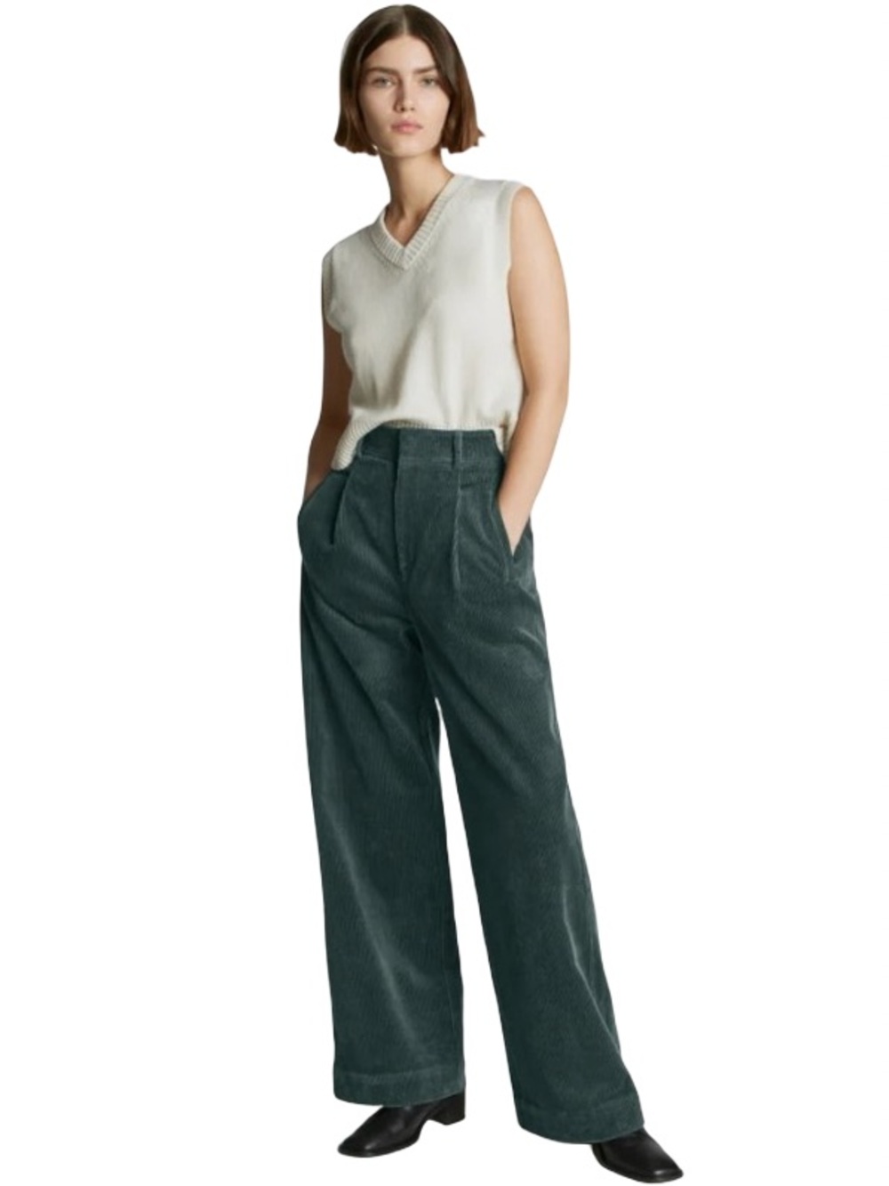 EVERLANE The Corduroy Way High Drape
Pant Wide Leg Green Size 6